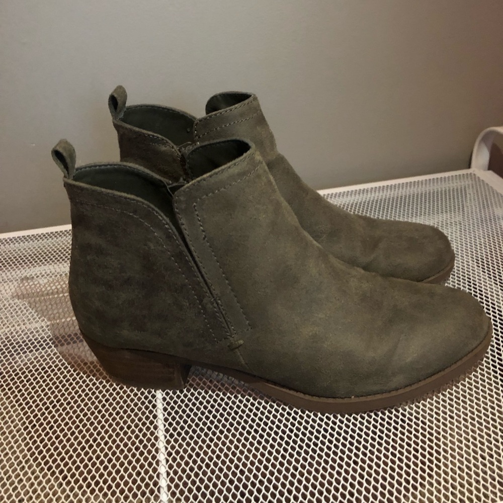Greenish brown ankle boots